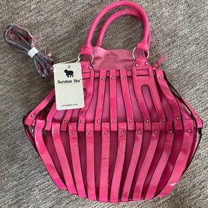 NEW Pink Sundae Sky Luscious Purse Handbag - Multiple Straps - Removable Lining